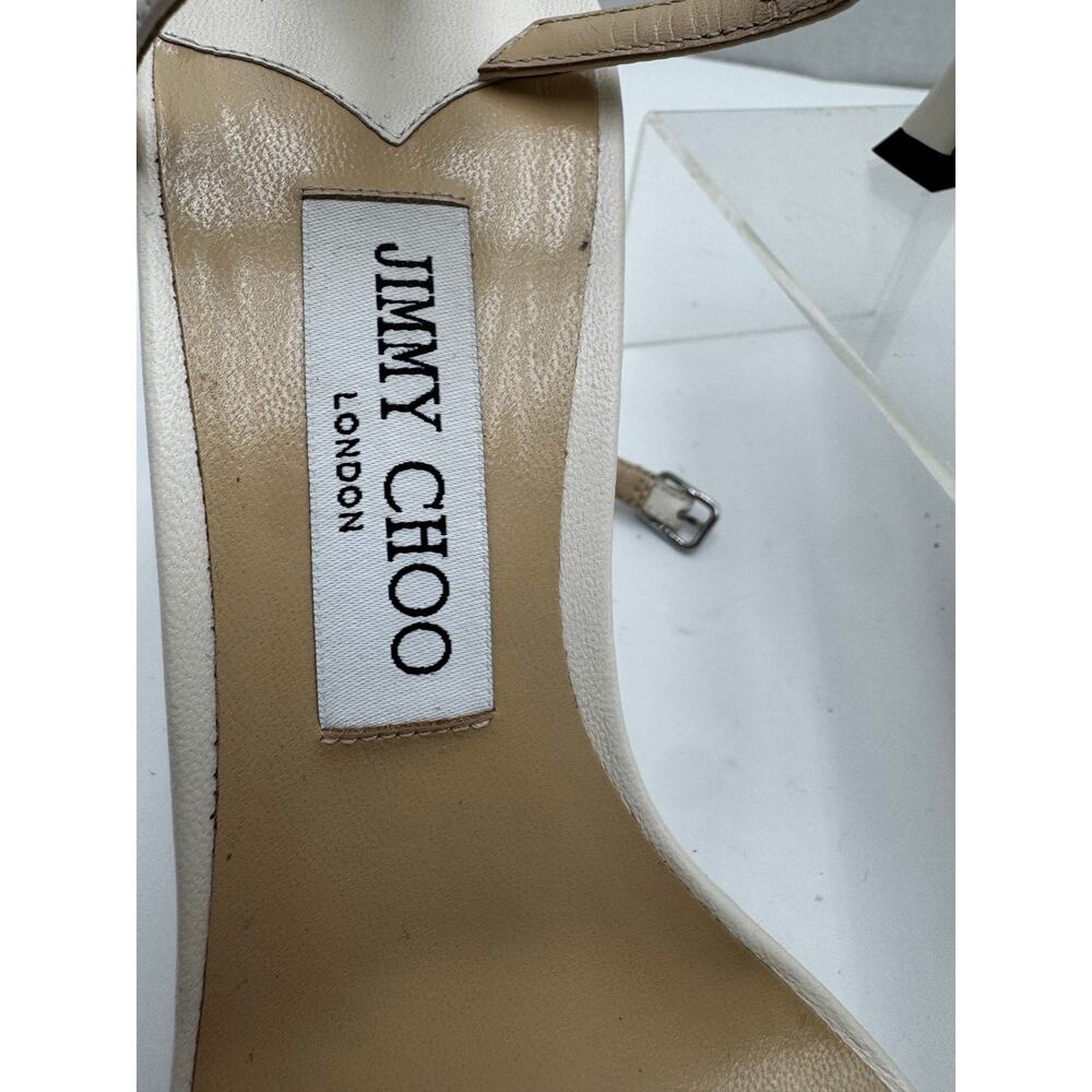 Jimmy Choo Marsai 90 Ivory Leather Crystal Buckle Sandals EU 40 - Picture 7 of 13
